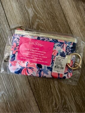 Lilly Pulitzer Wristlet Zip Pouch with Gold Trim